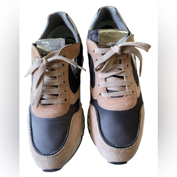 VOILE BLANCHE JULIA POWER Suede & Washed Fabric Sneakers PeachPink & Grey 40/10 - Picture 11 of 13